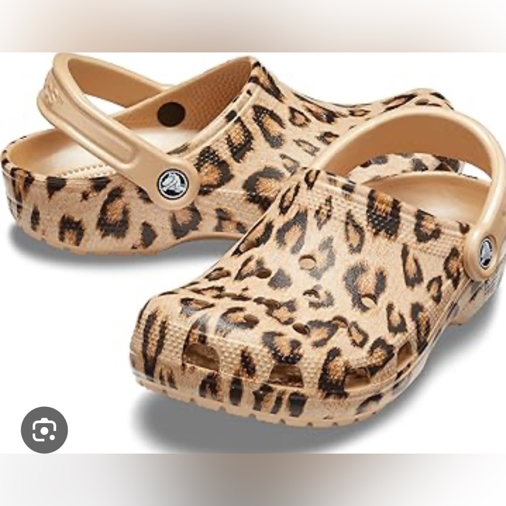 Leopard print crocs brand new with tags -size 8